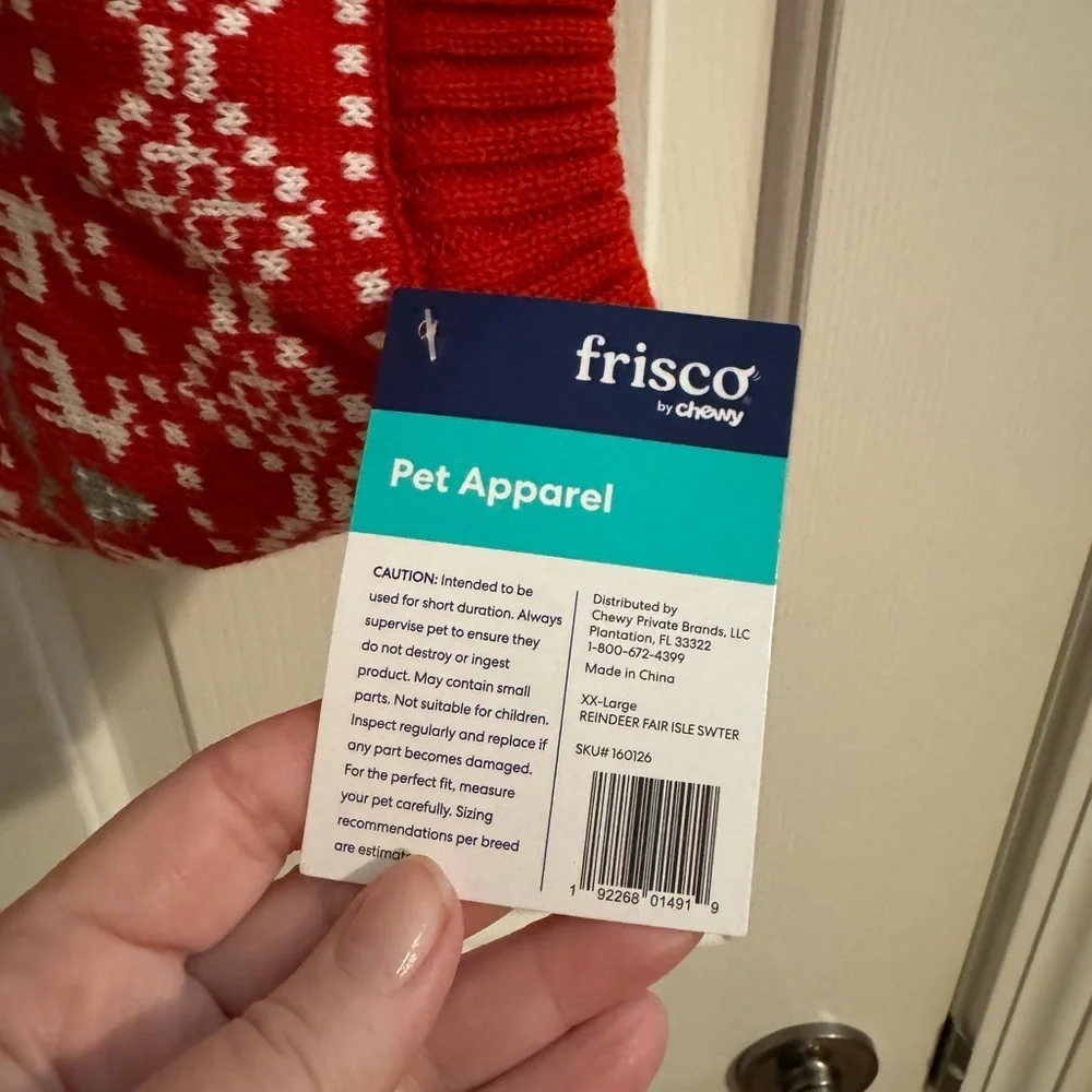 Frisco by Chewy New Dog Sweater Reindeer Fair Isle XXL Red White